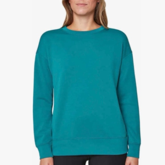 Mondetta Ladies Scuba Long Sleeve Crewneck Sweatshirt Teal Size X Small - Picture 1 of 10